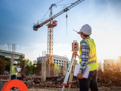 Civil construction site with workers