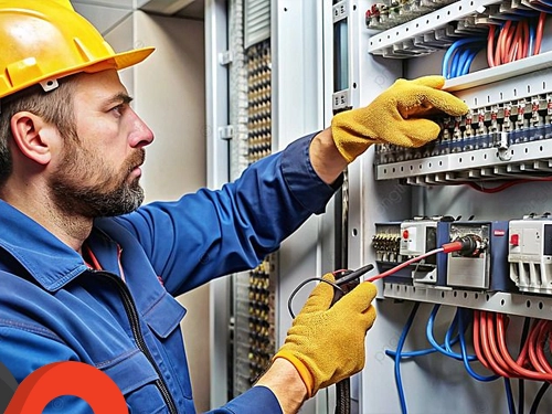 Electrician working on wiring